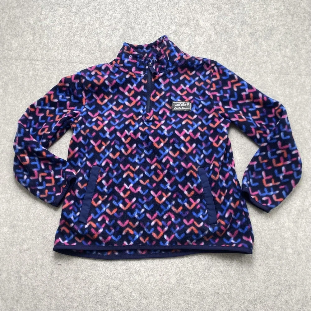 Eddie Bauer Kids M 10-12 Multicolor Fleece 1/4 Zip Pullover Jacket 832LK618